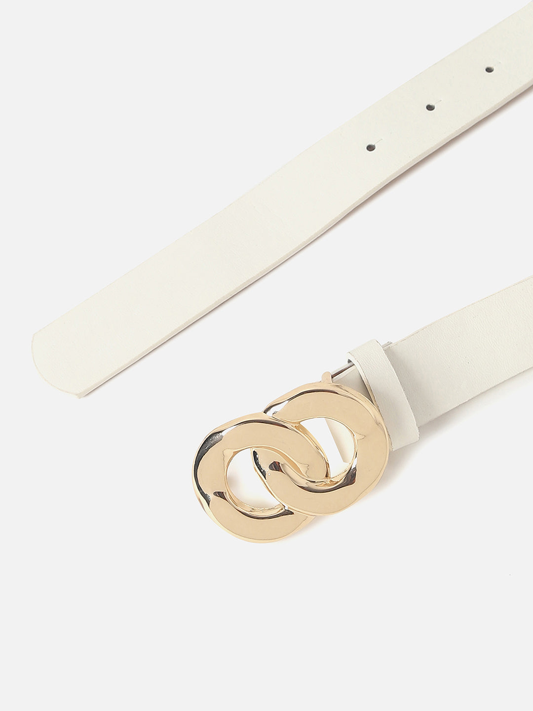 WHITE SOLID METAL DETAIL BELT