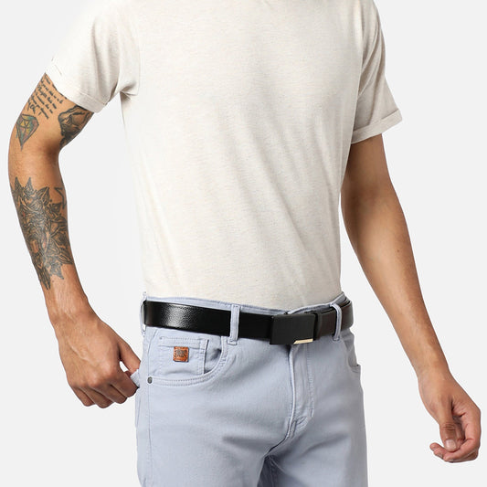 Men Black Solid Waist Belt