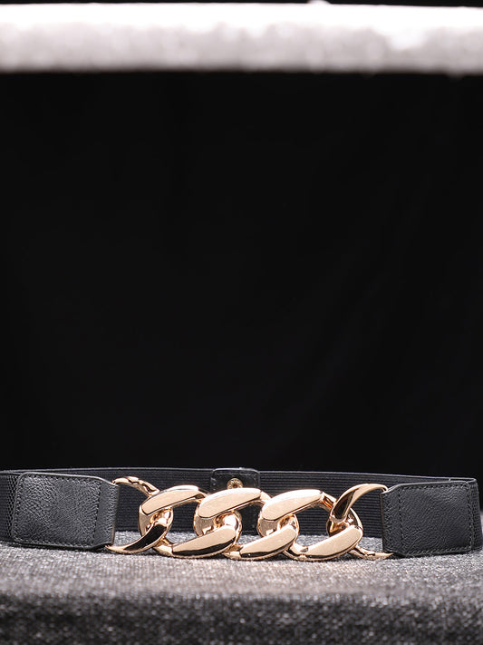 Gold & Black Solid Waist Belt