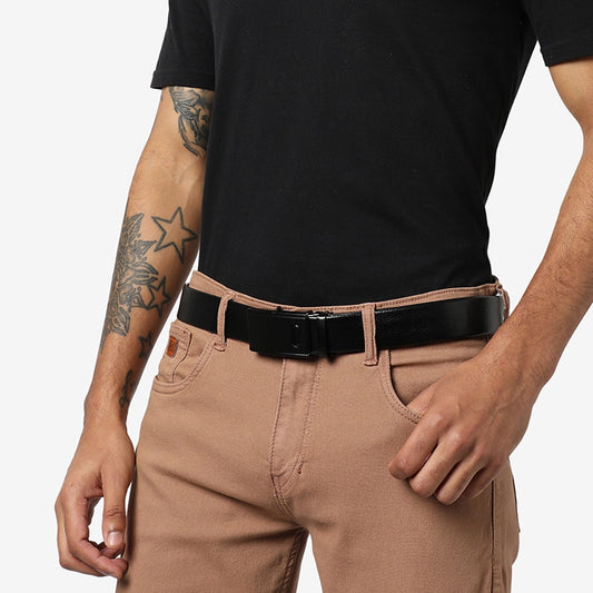 Men Black Solid Waist Belt