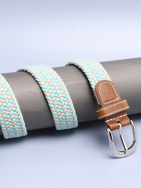 Blue & Beige Textured Waist Belt
