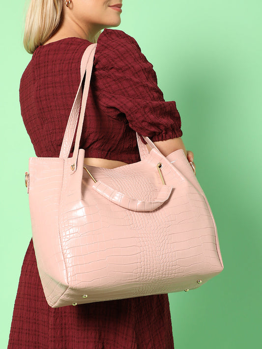 Scale Peach Pink Handbag Set