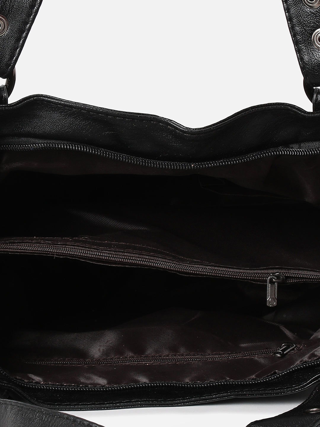 TEXTURED BLACK TOTE BAG