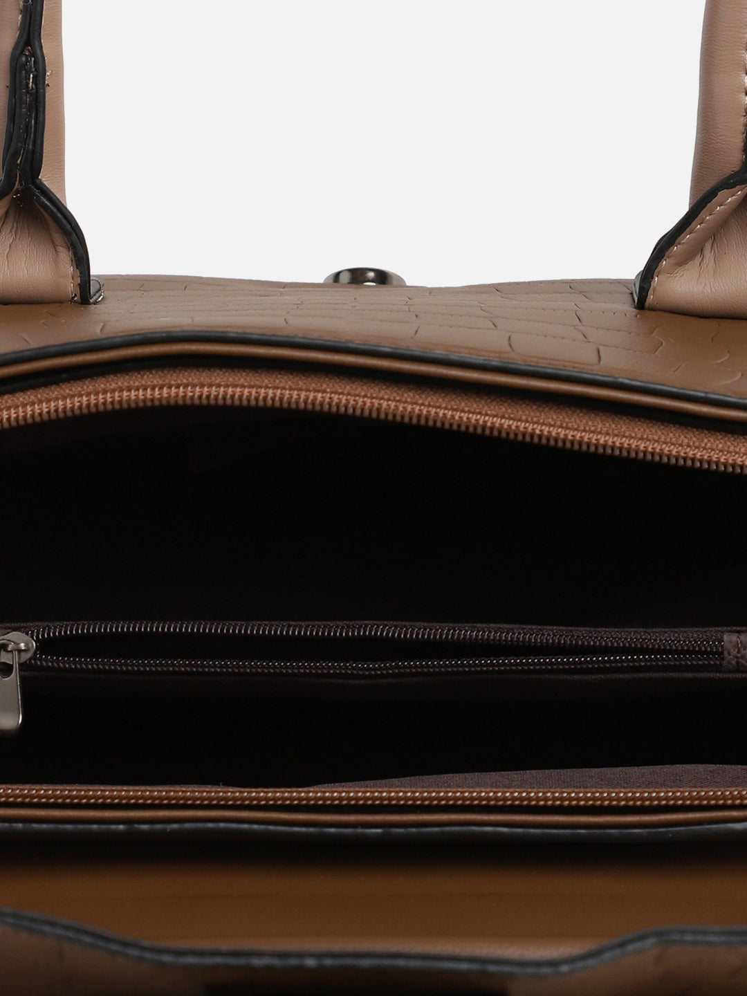 Leather Brown Luster Tote Bag With Pouch Set