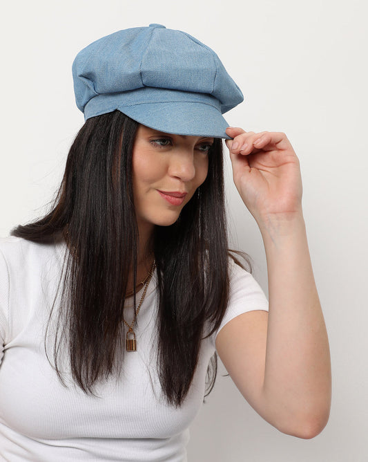 Blue Corduroy Vintage Newsboy Cap