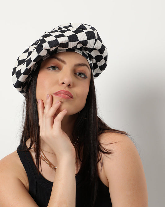 Black & White Checked Hat Cap
