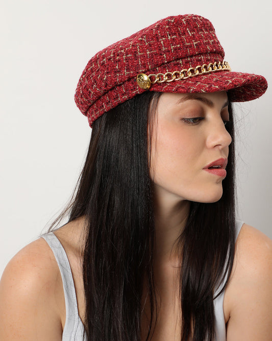 Red Textured Breton Cap