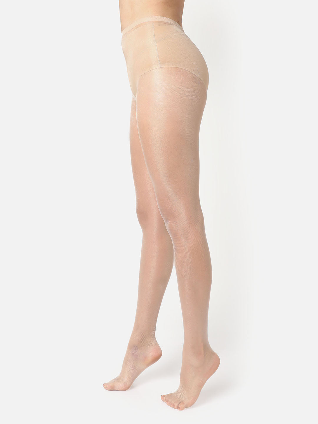 Beige Solid Sheer Stockings