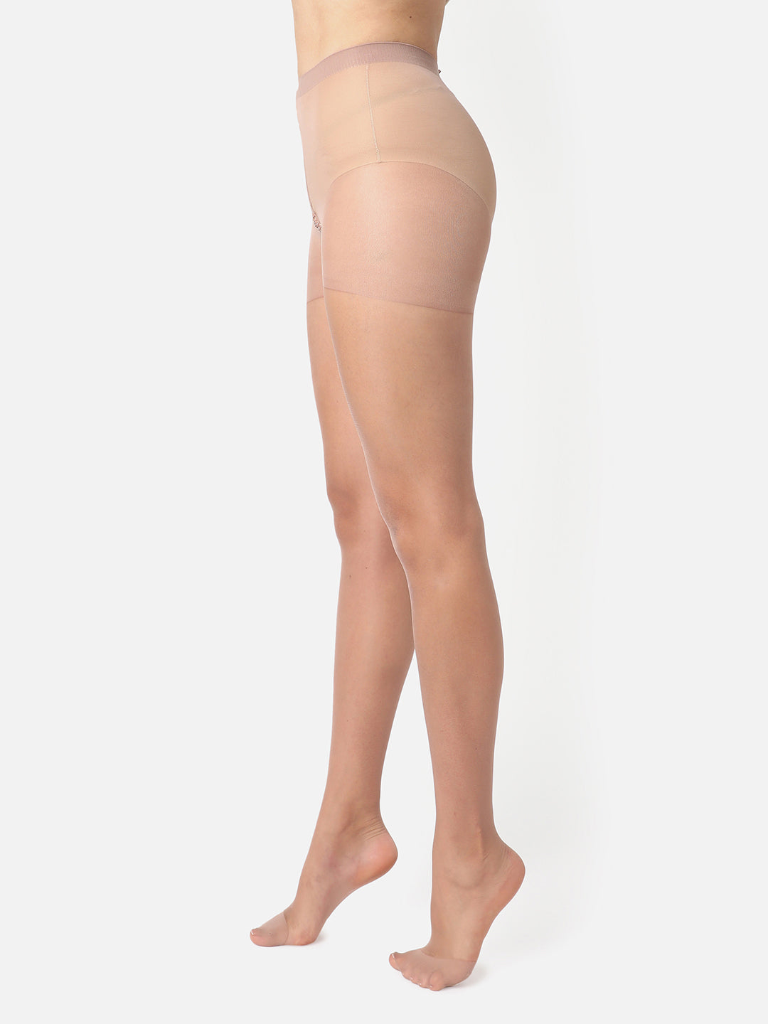 Beige Solid Sheer Stockings