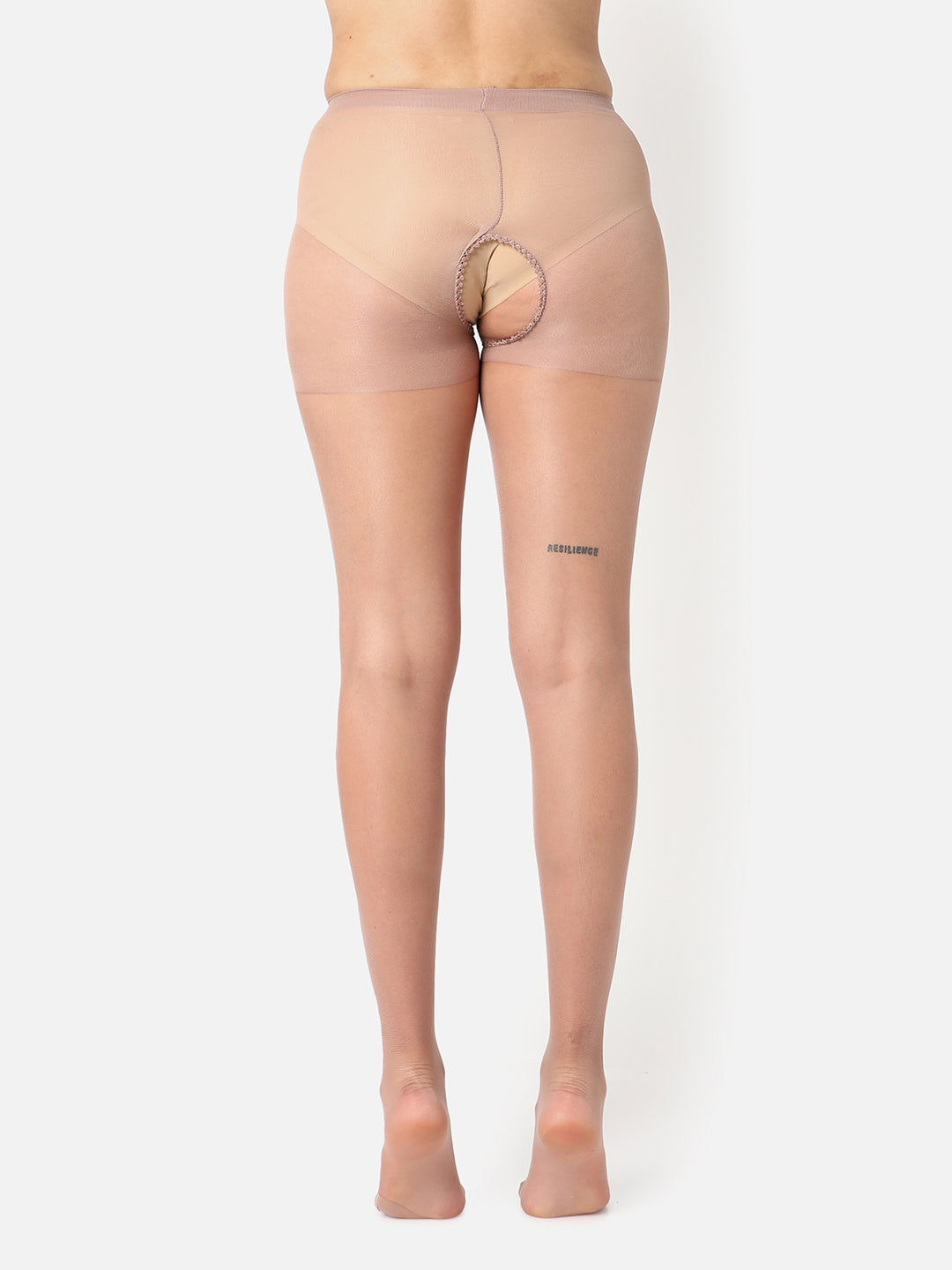 Beige Solid Sheer Stockings
