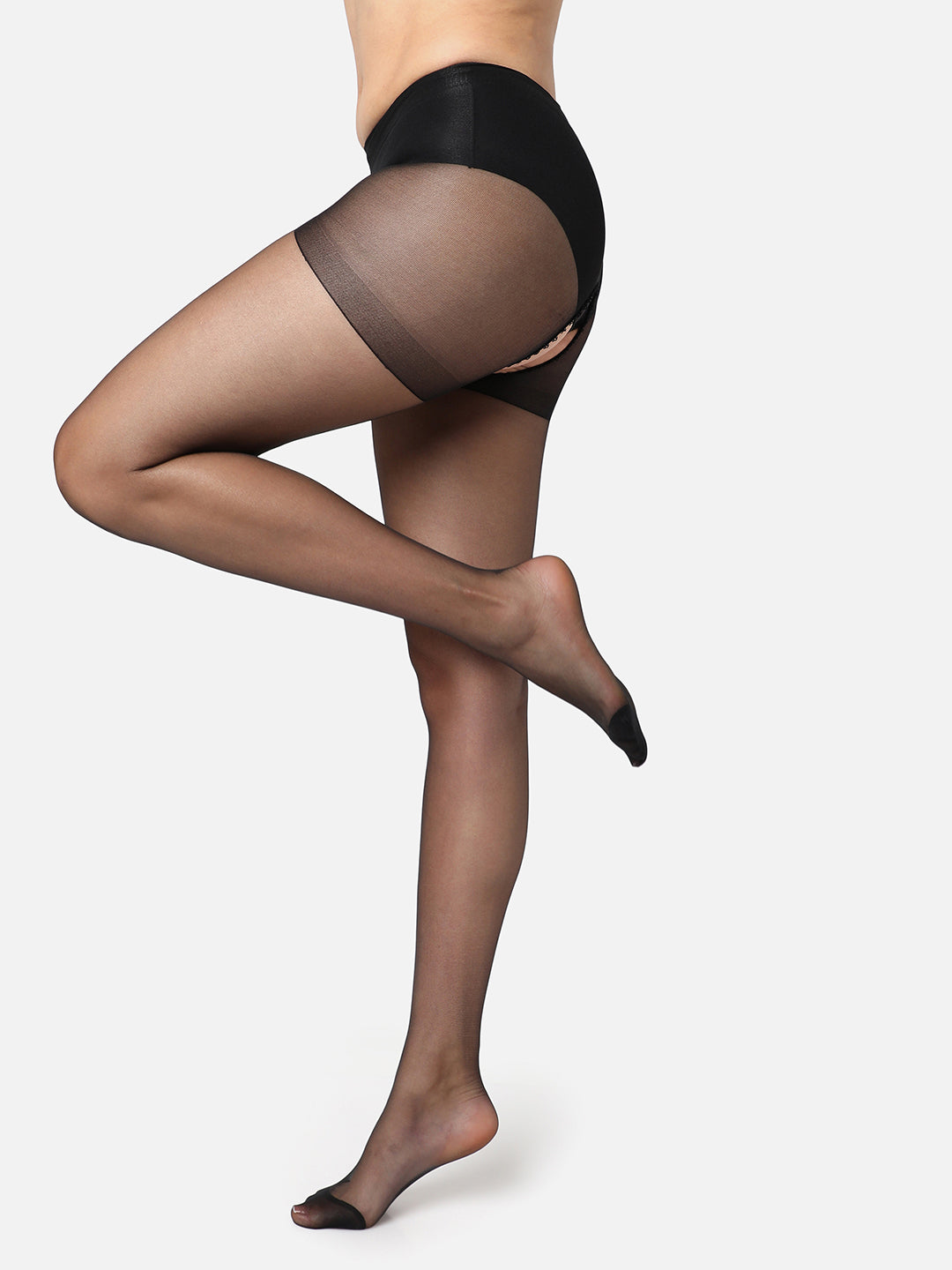 Black Solid Sheer Stockings