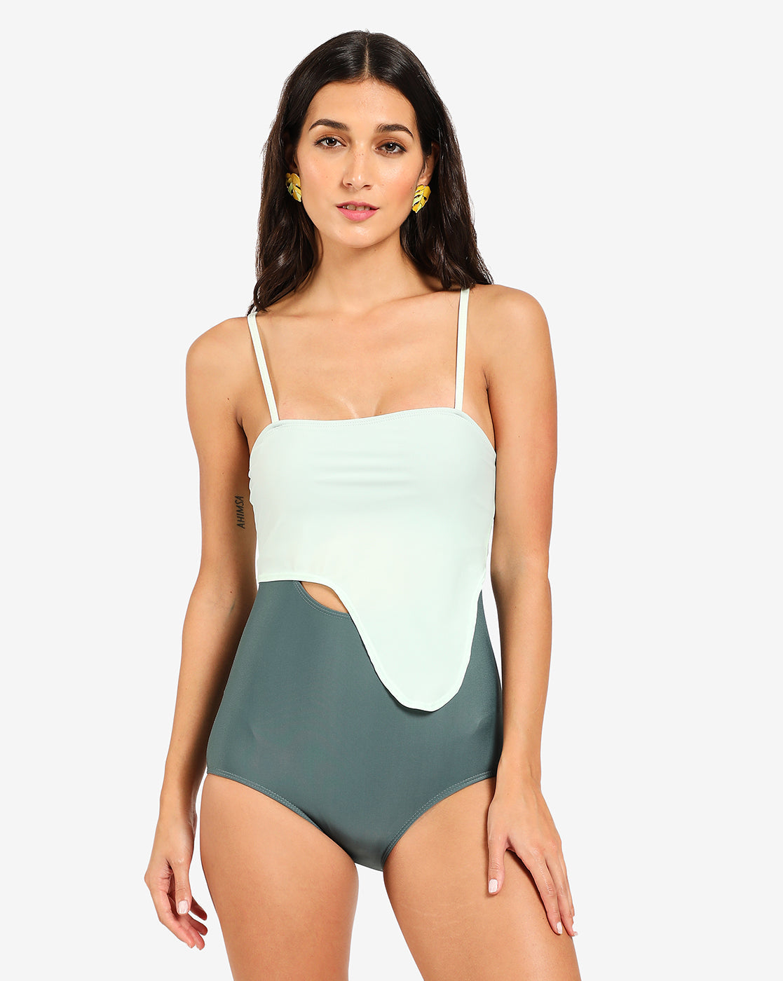 Dual Tone One Piece Swim Suit