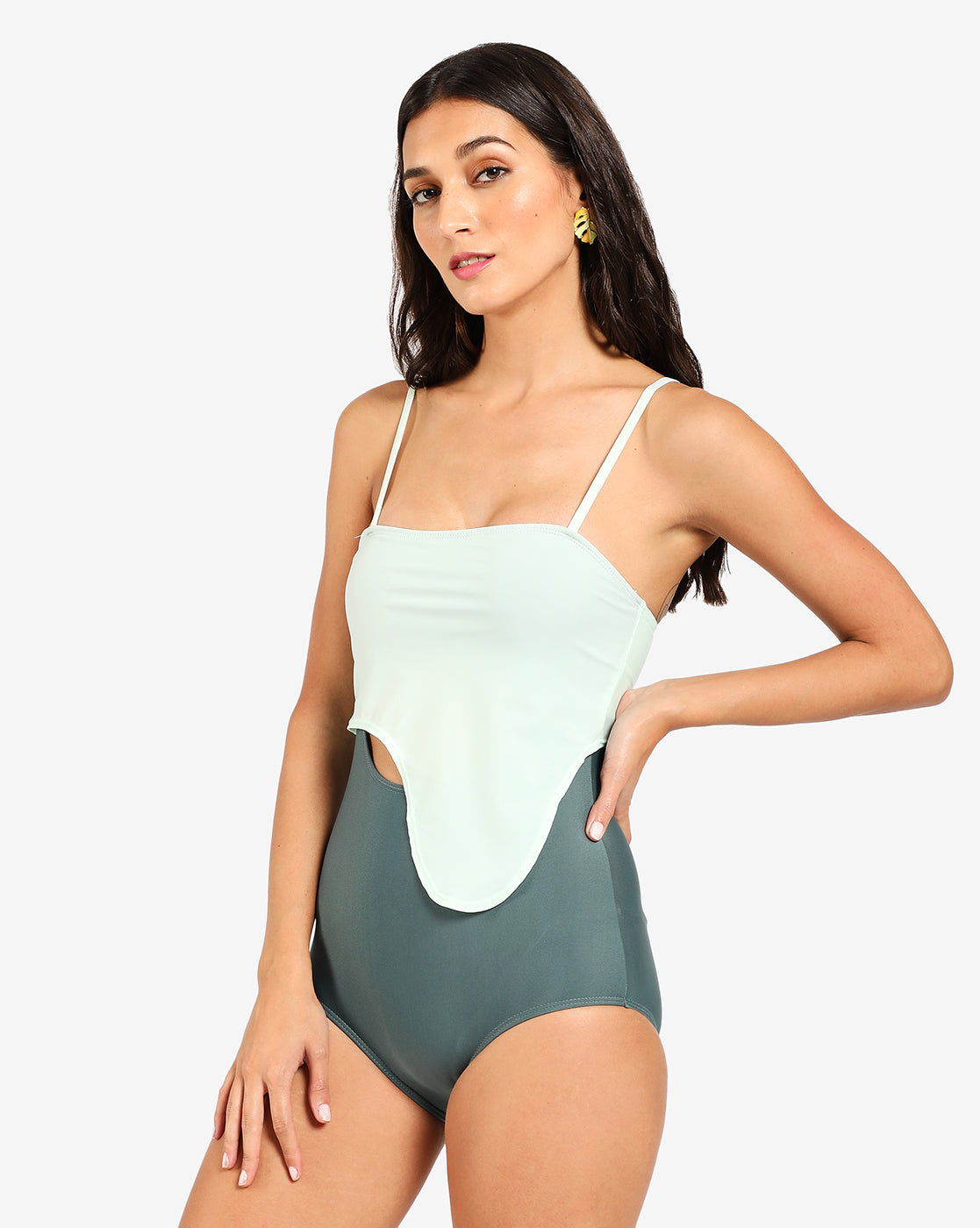 Dual Tone One Piece Swim Suit