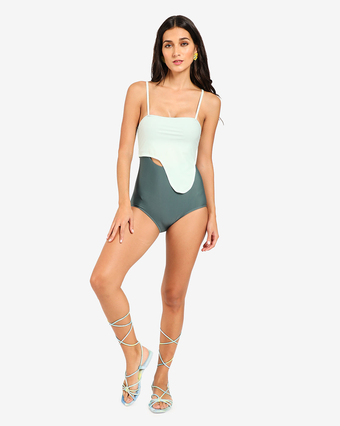Dual Tone One Piece Swim Suit