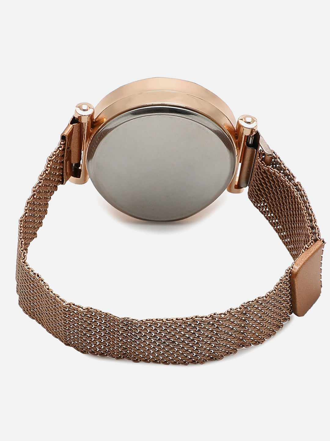 Black Digital Diamond Cut Round Dial & Gold Mesh Metal Strap Watch & Bracelet