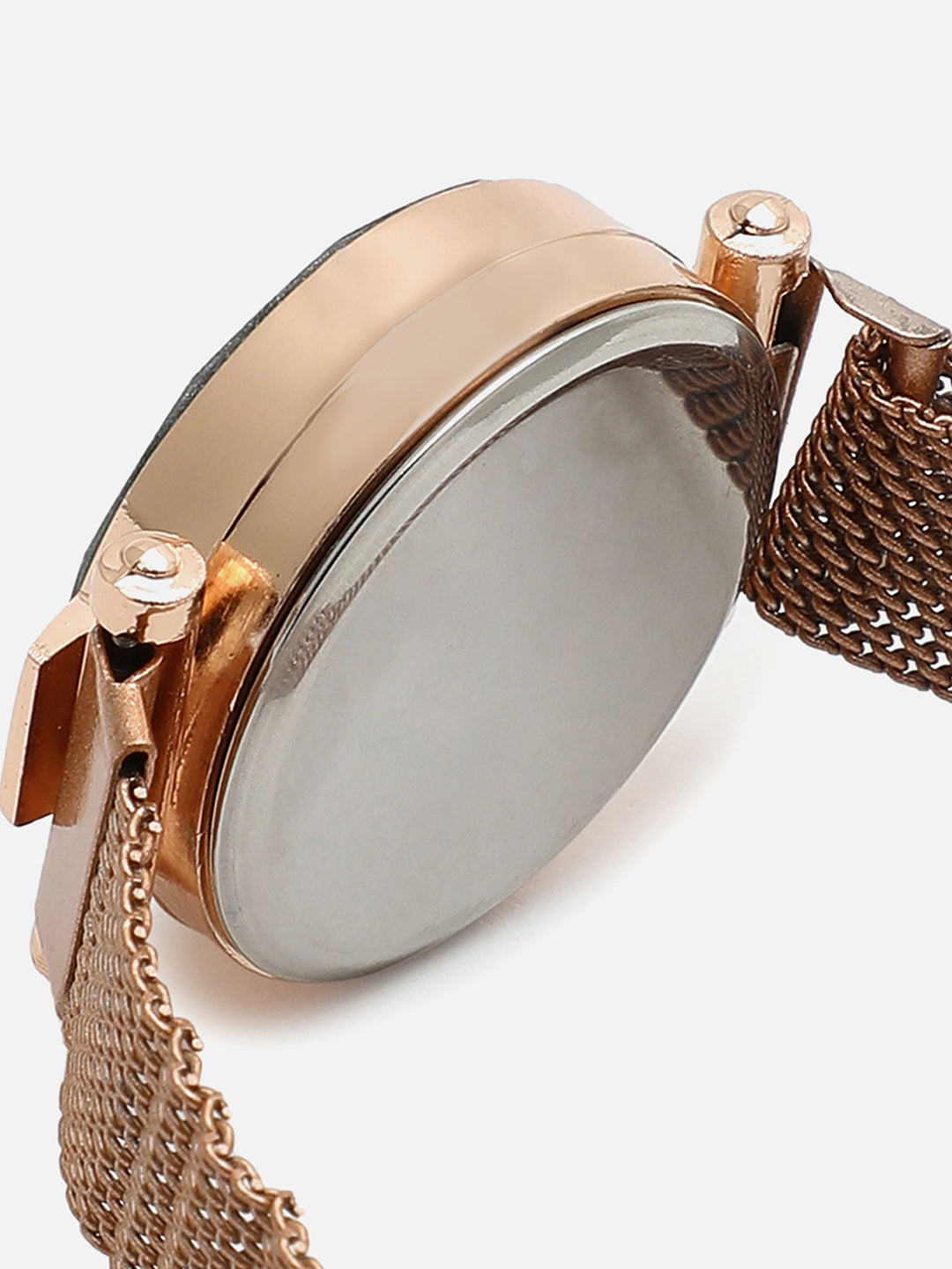 Black Digital Diamond Cut Round Dial & Gold Mesh Metal Strap Watch & Bracelet