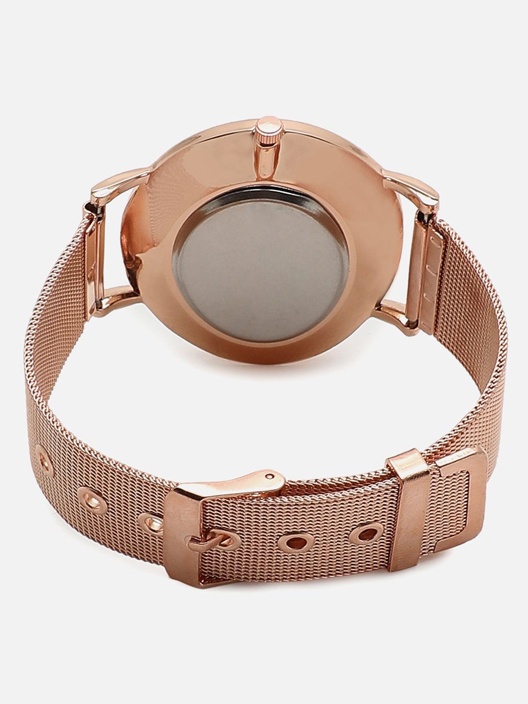 White Marble Analog Round Dial With Gold Metal Mesh Strap Watch & Bracelets