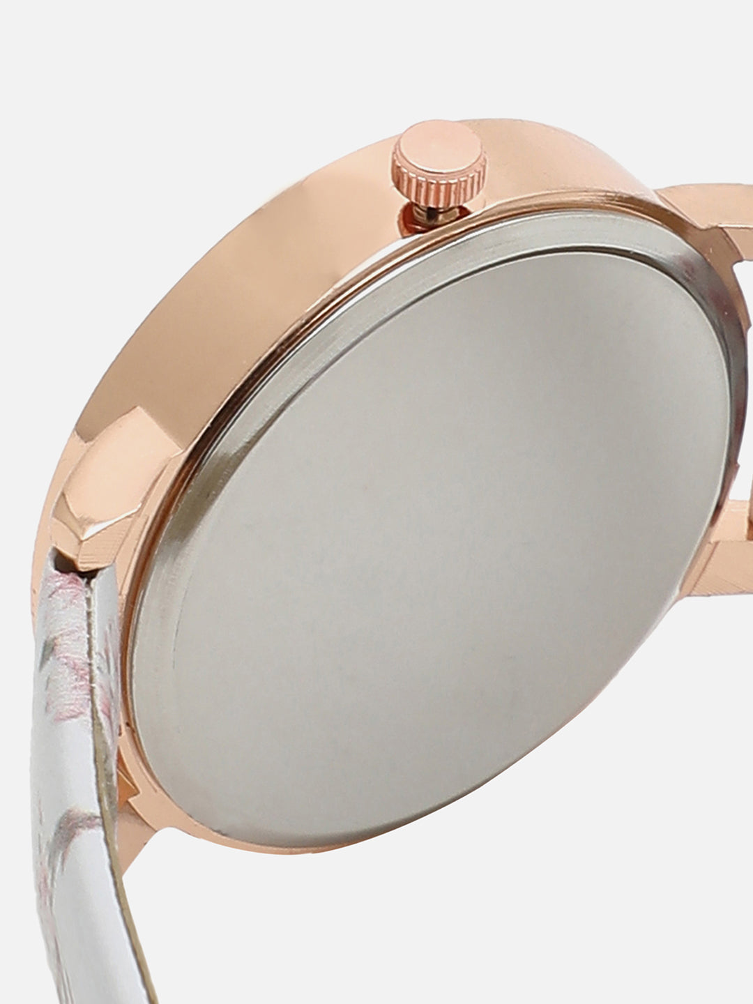 Beige Decorative Analog Round Dial With Floral Printed Leather Strap Watch & Bracelets