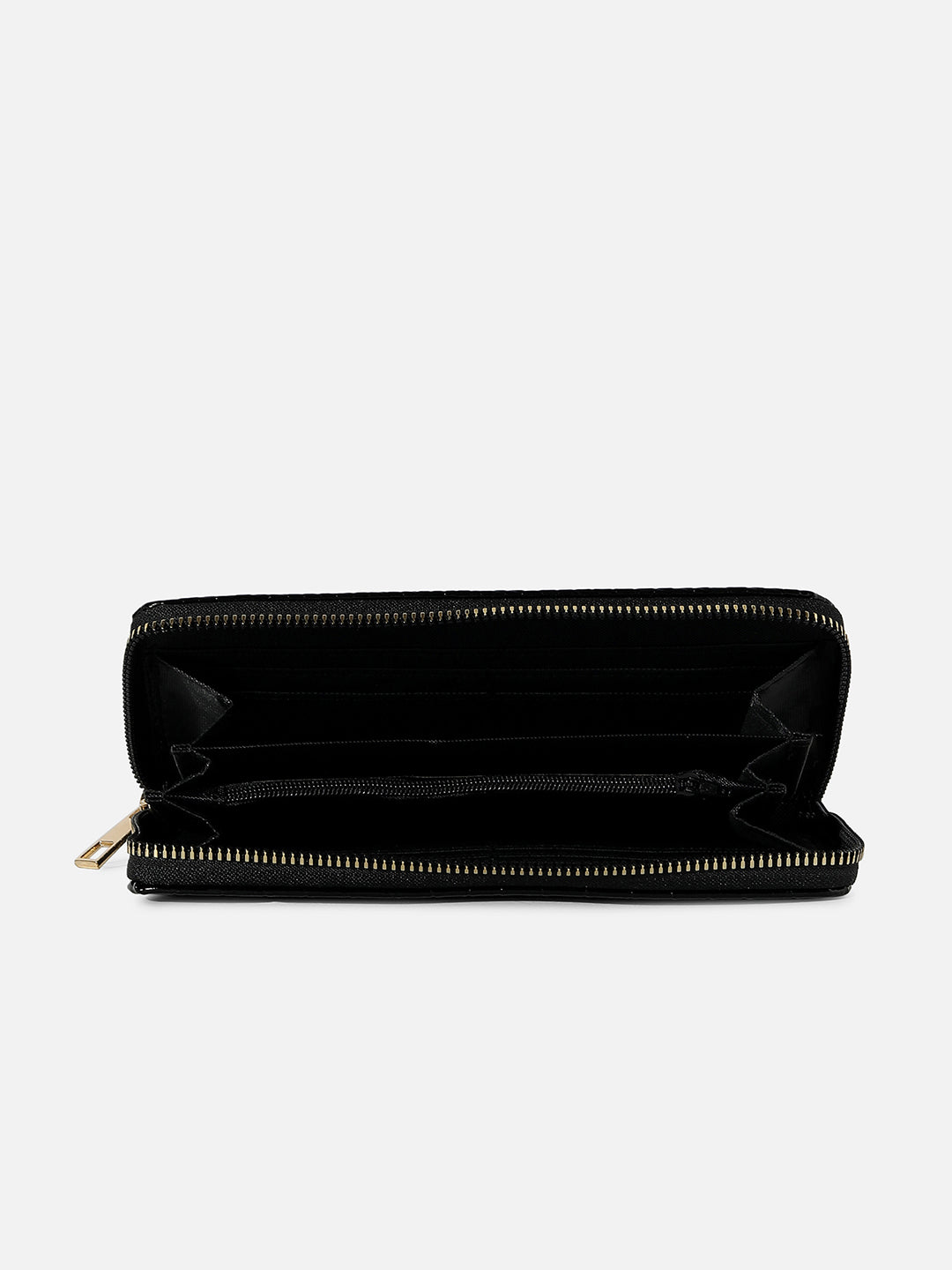 BLACK TEXTURED VEGAN LEATHER WALLET