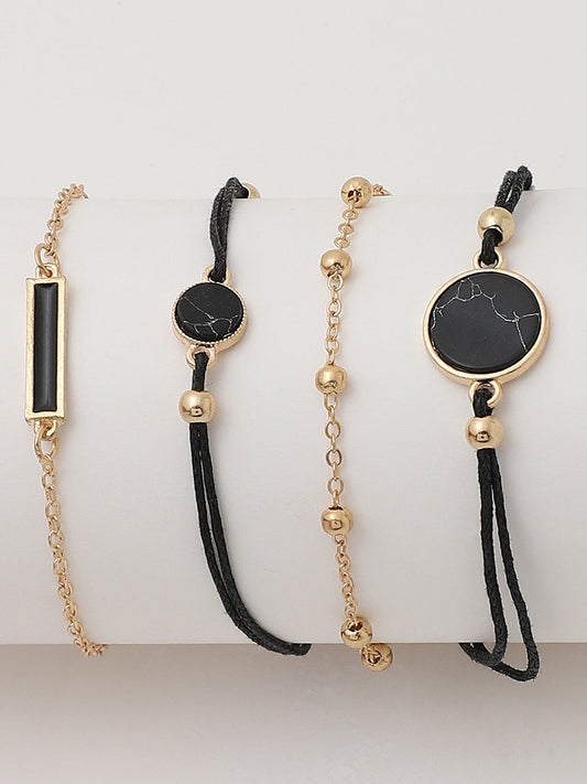 Set of 4 Gold Plated Designer Stone Bracelet