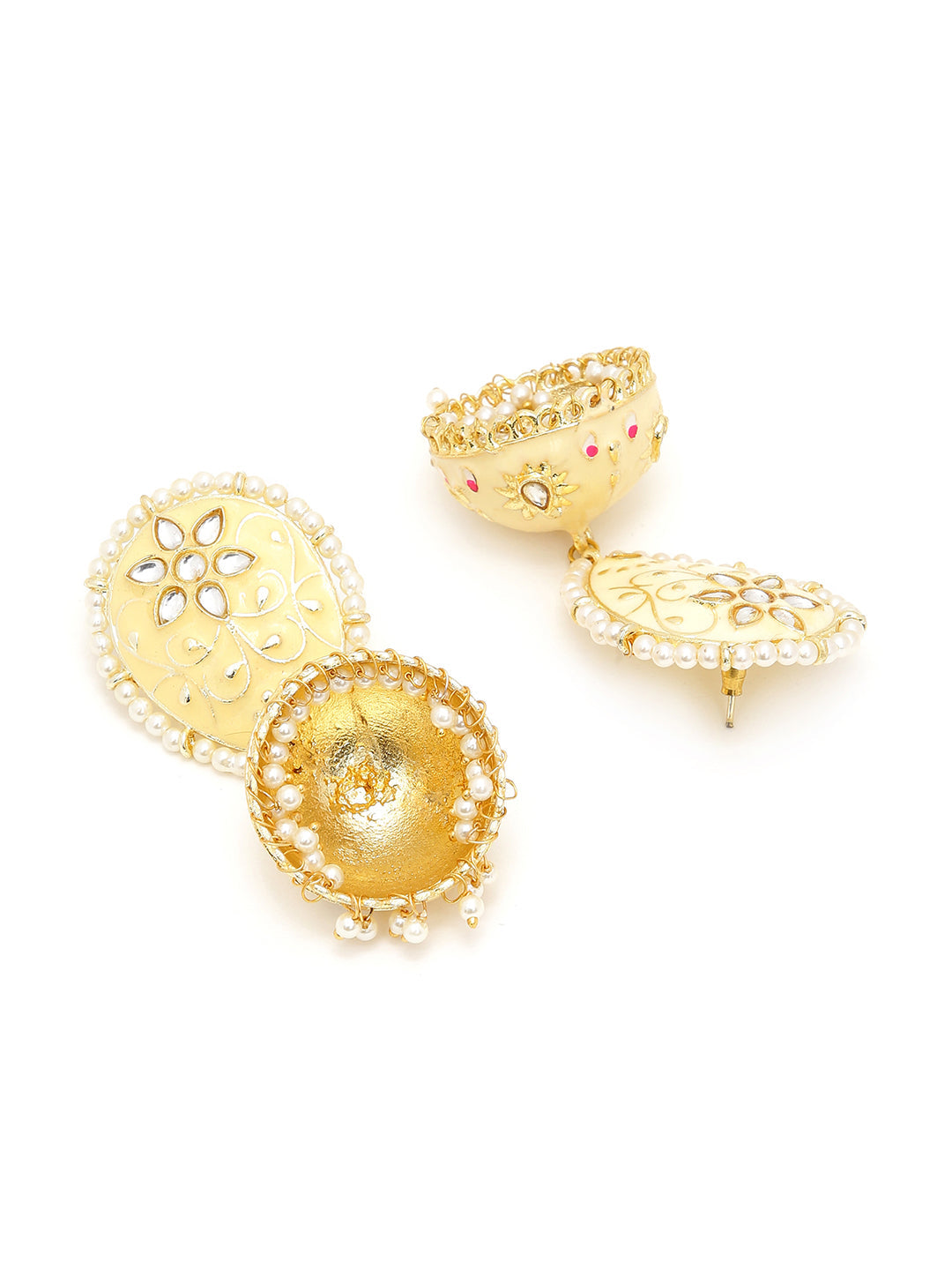 YELLOW MEENAKARI DROP EARRING