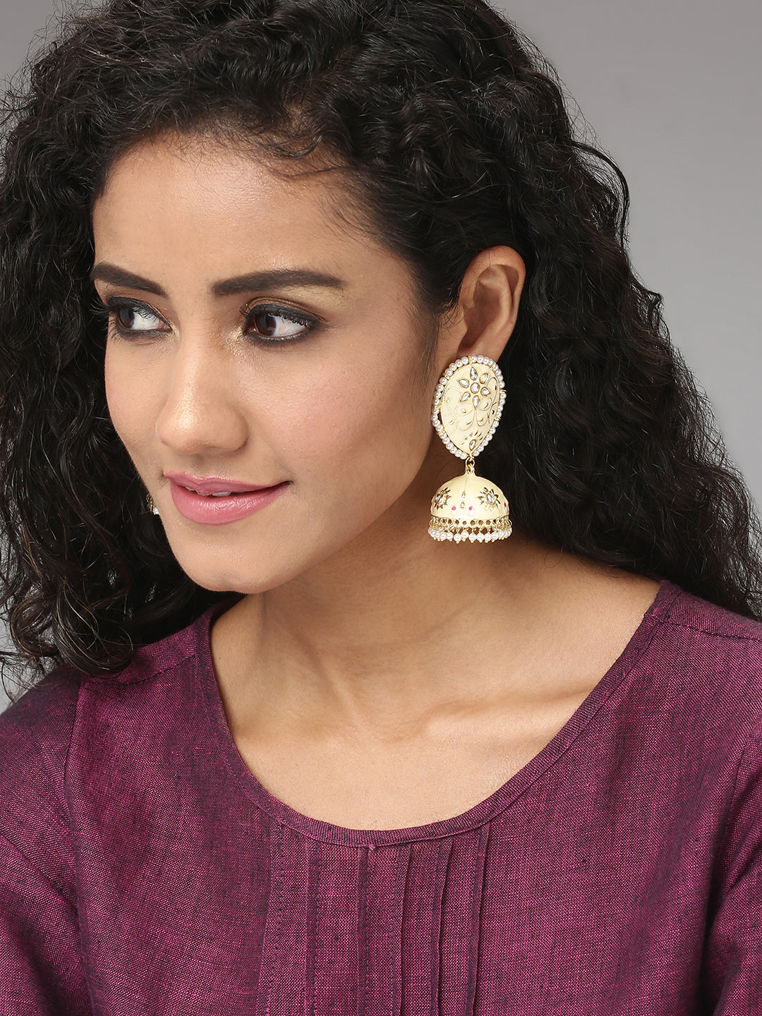 YELLOW MEENAKARI DROP EARRING