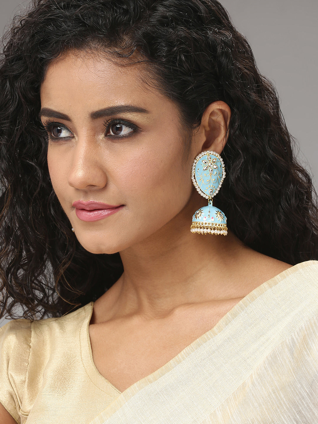 BLUE MEENAKARI DROP EARRING