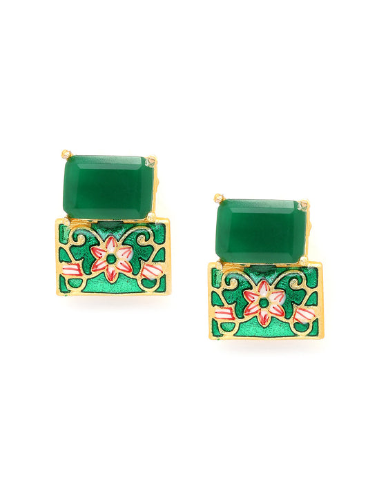 EMARALD GREEN MINAKARI EAR STUD