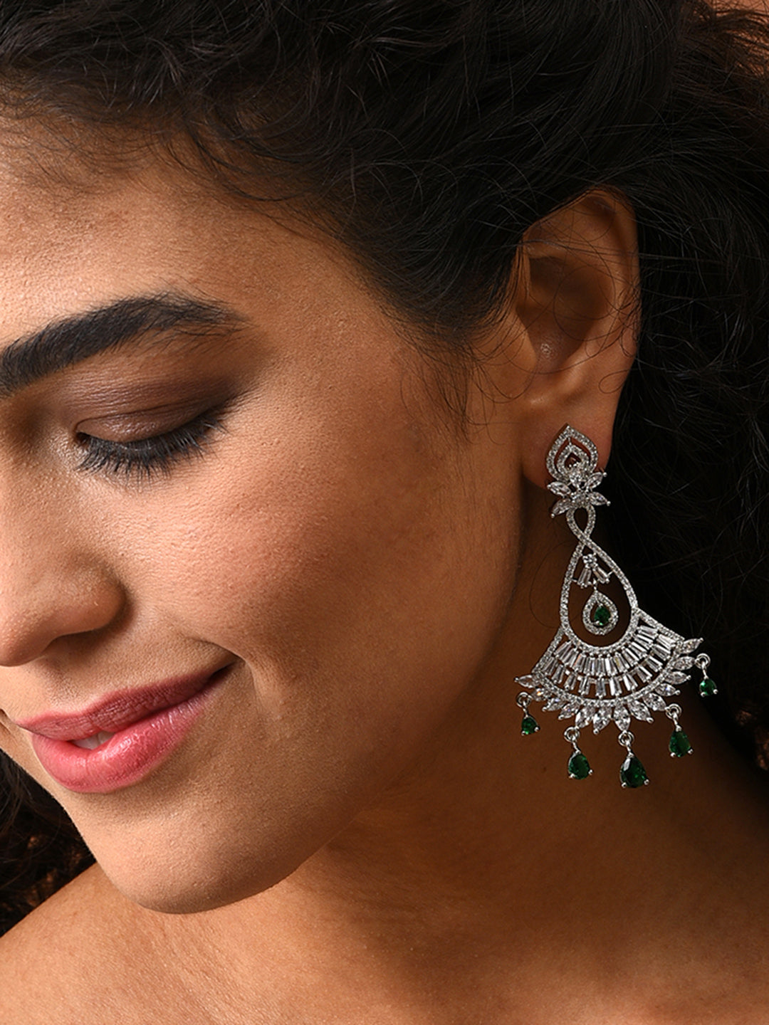 SILVER PLATED DESIGNER DROP EARRING