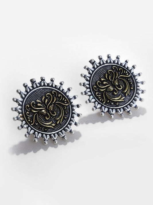 SILVER OXIDISED ROUND STUD