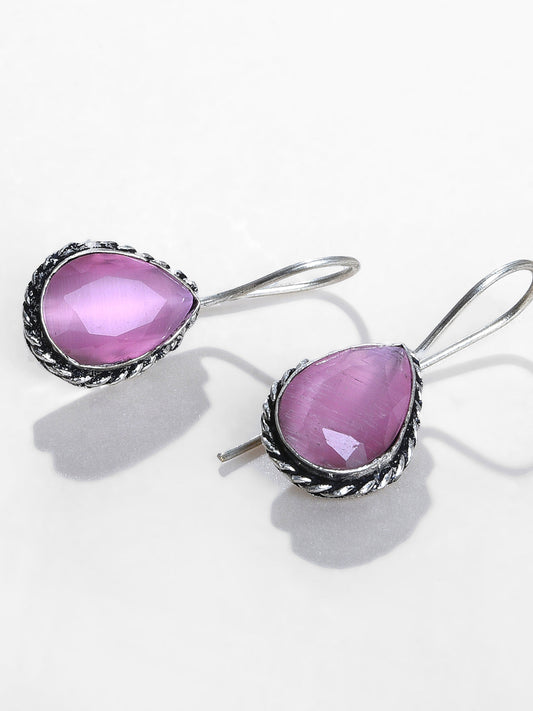 PINK STONE DROP EARRING