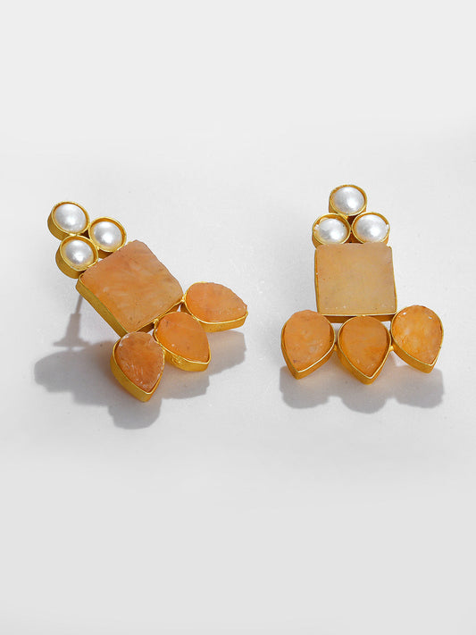 ORANGE SQUARE STUD EARRING