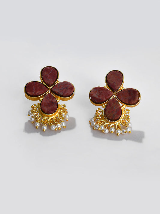 RED FLOWER STUD EARRING