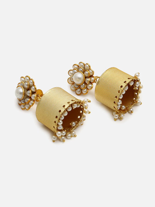 Gold Plated Pearls Drop Earring