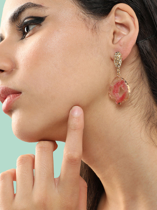 Gold Plated Party Designer Stone Drop Earring For Women