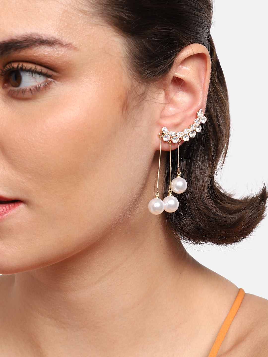 Gold Plated Party Designer Stone Drop Earring For Women