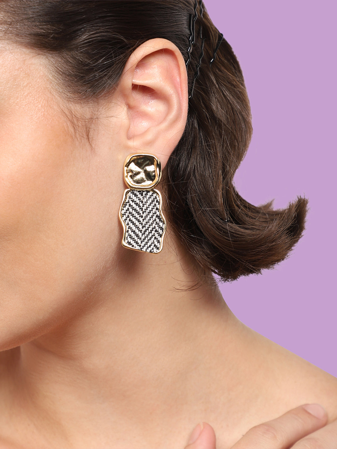 Gold Plated Party Designer Stone Drop Earring