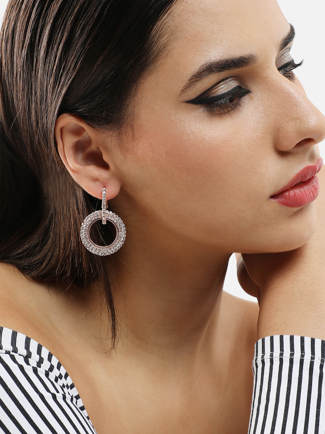 Gold Plated Party Designer Stone Drop Earring For Women