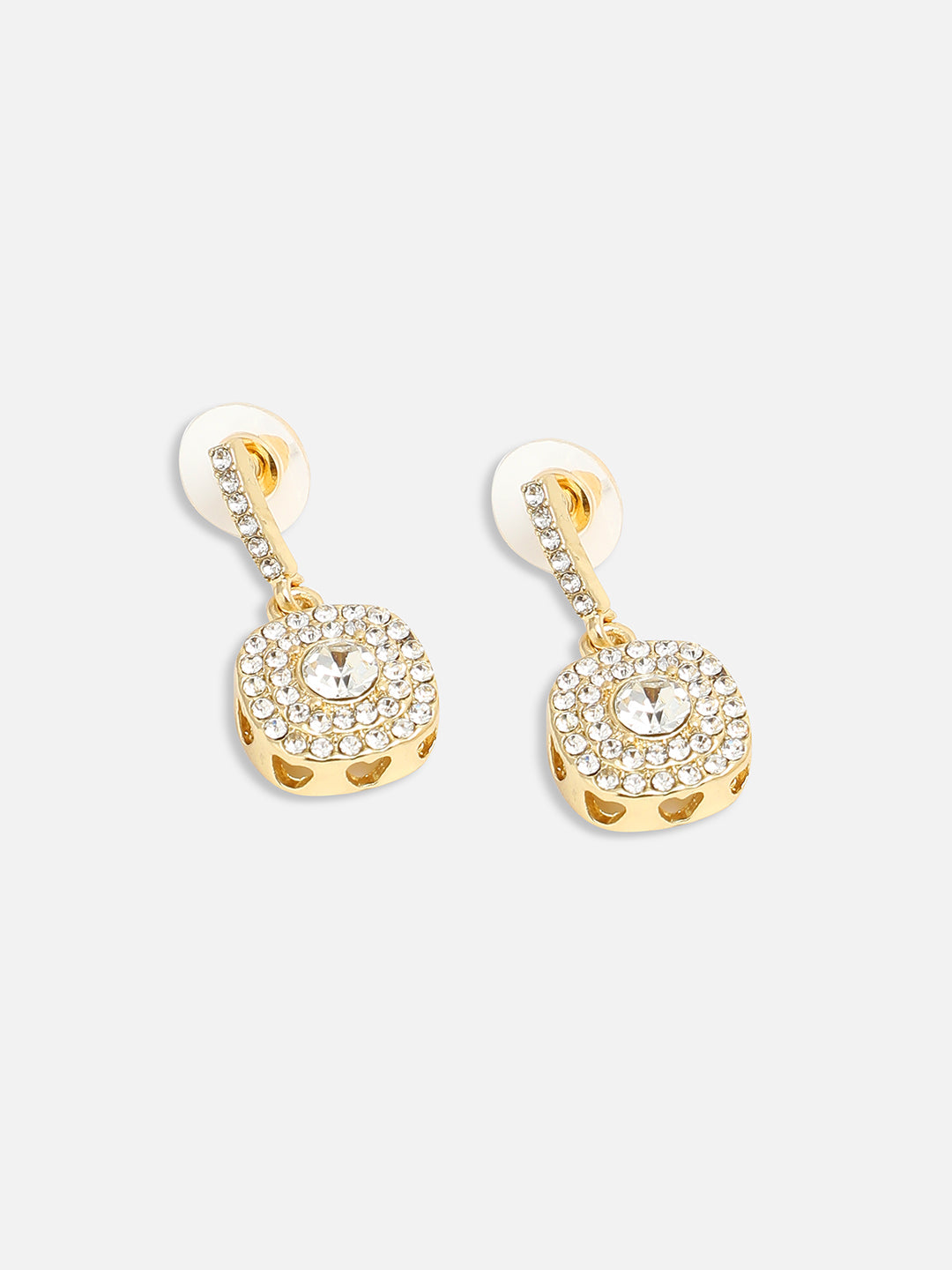 GOLD PLATED PARTY DESIGNER STONE DROP EARRING FOR WOMEN