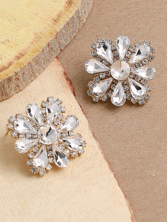 GOLD PLATED PARTY DESIGNER STONE STUD FOR WOMEN