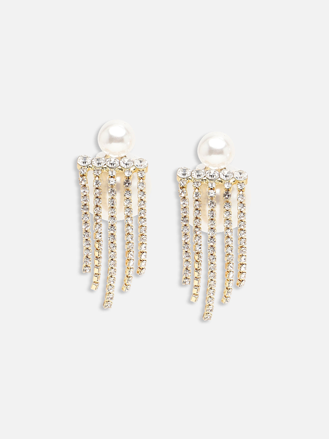 GOLD PLATED PARTY PEARLS DROP EARRING FOR WOMEN