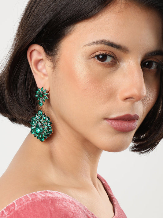 Green Stone Designer Drop Earrings
