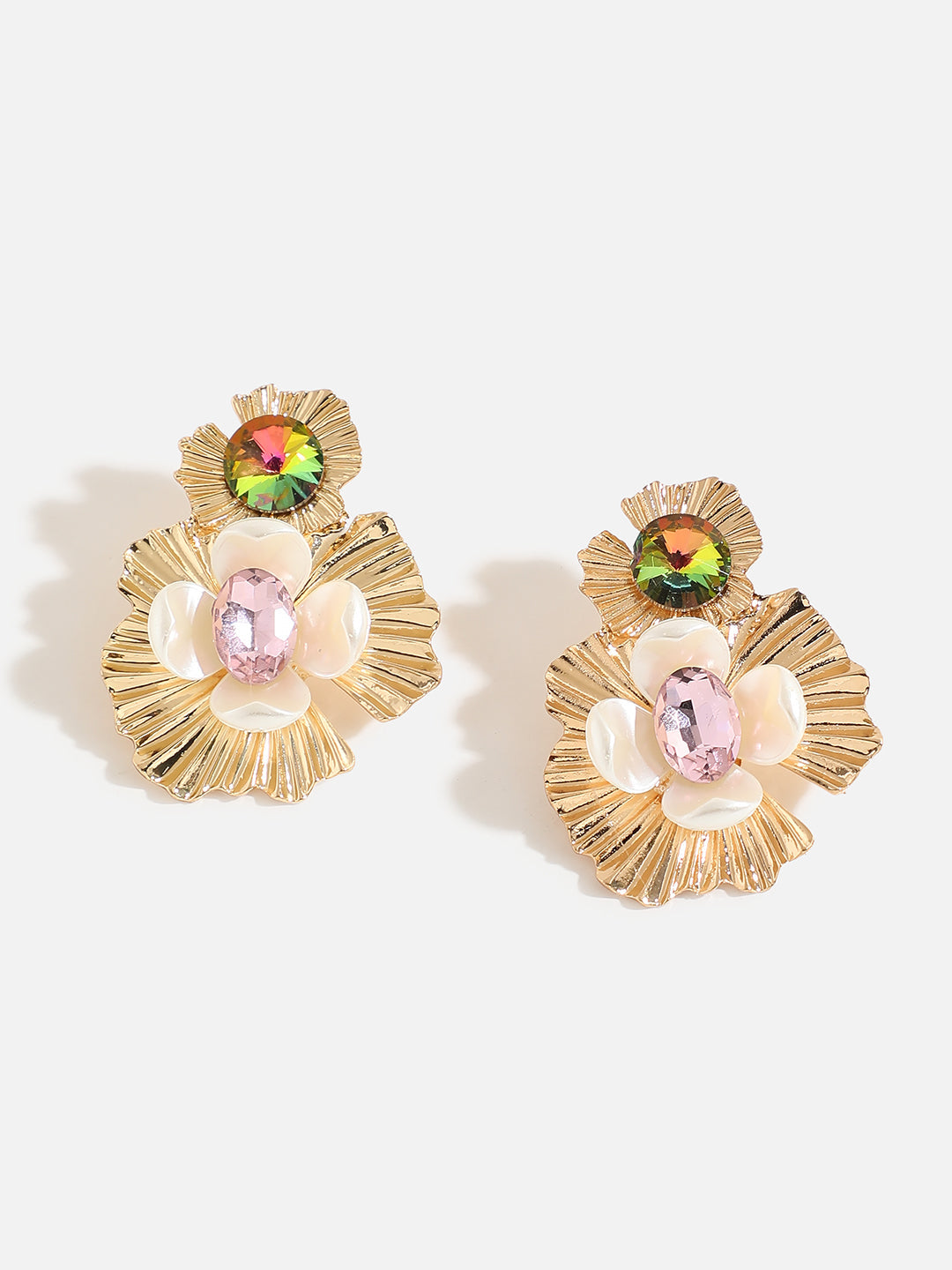 Gold Plated Floral Drop Earrings