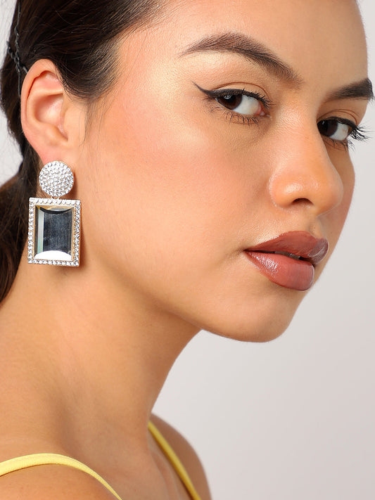 Gold Plated Rhinestones Drop Earrings