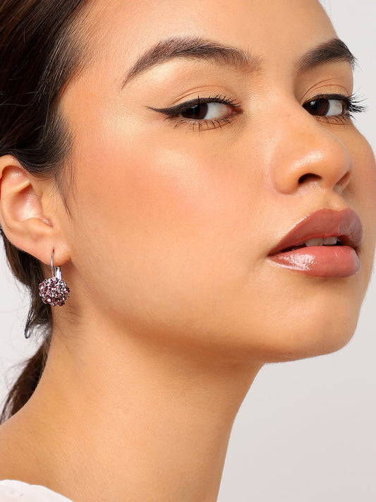 Purple Stone Flower Drop Earring