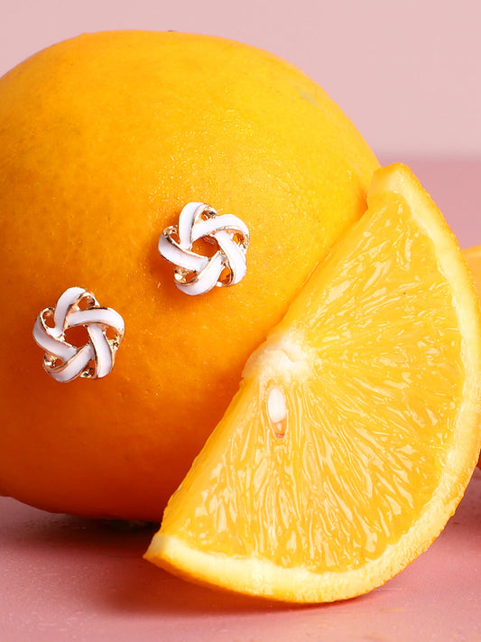 Gold Plated White Stud Earrings