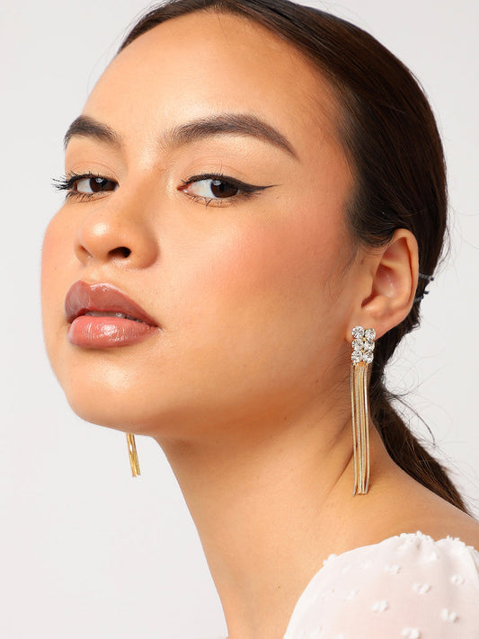 Gold Plated Long Dangle Earrings