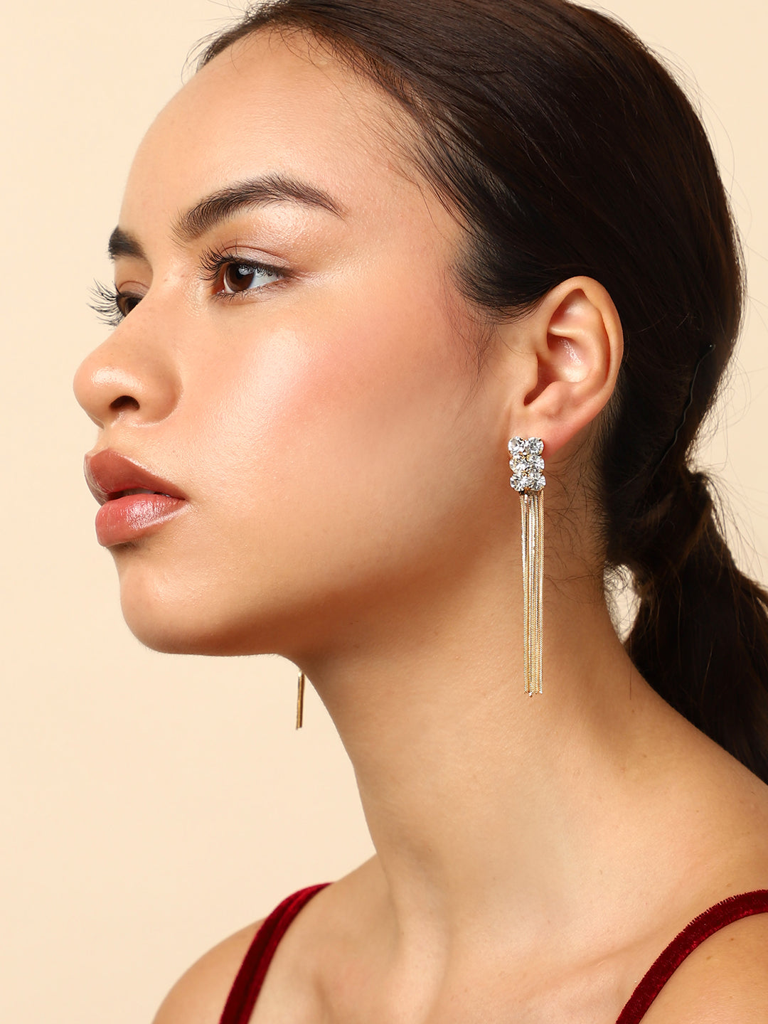 Gold Plated Long Dangle Earrings