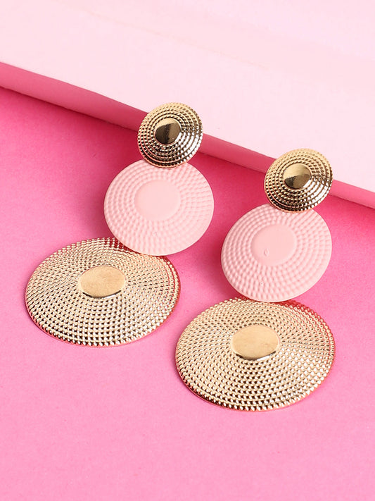 Gold Plated Pink Drop Earrings