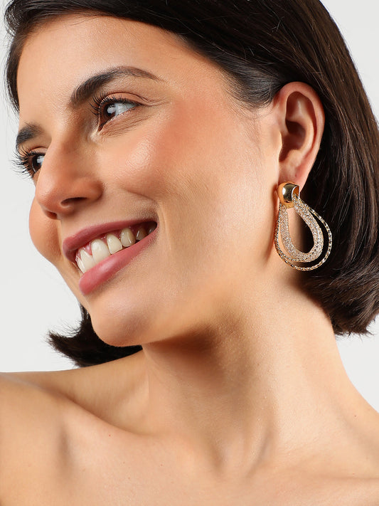 Gold Plated Contemporary Drop Earrings